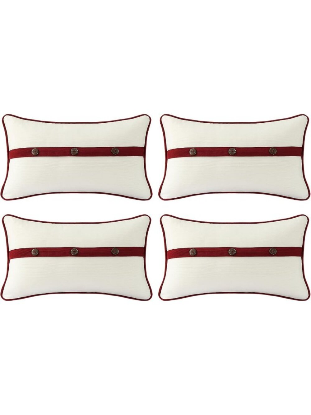 Outdoor Decorative Pillows Set of 4 - 20x12, Sun-Resistant, Stylish with Buttons